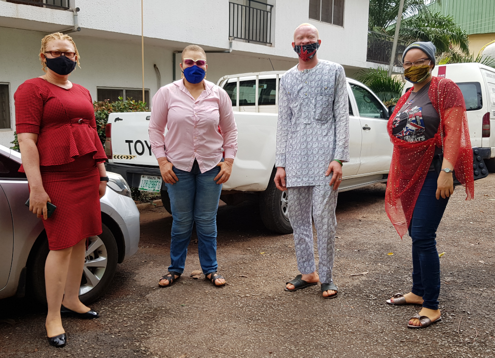 Persons with Albinism came to receive palliatives from RedAid Nigeria and DAHW